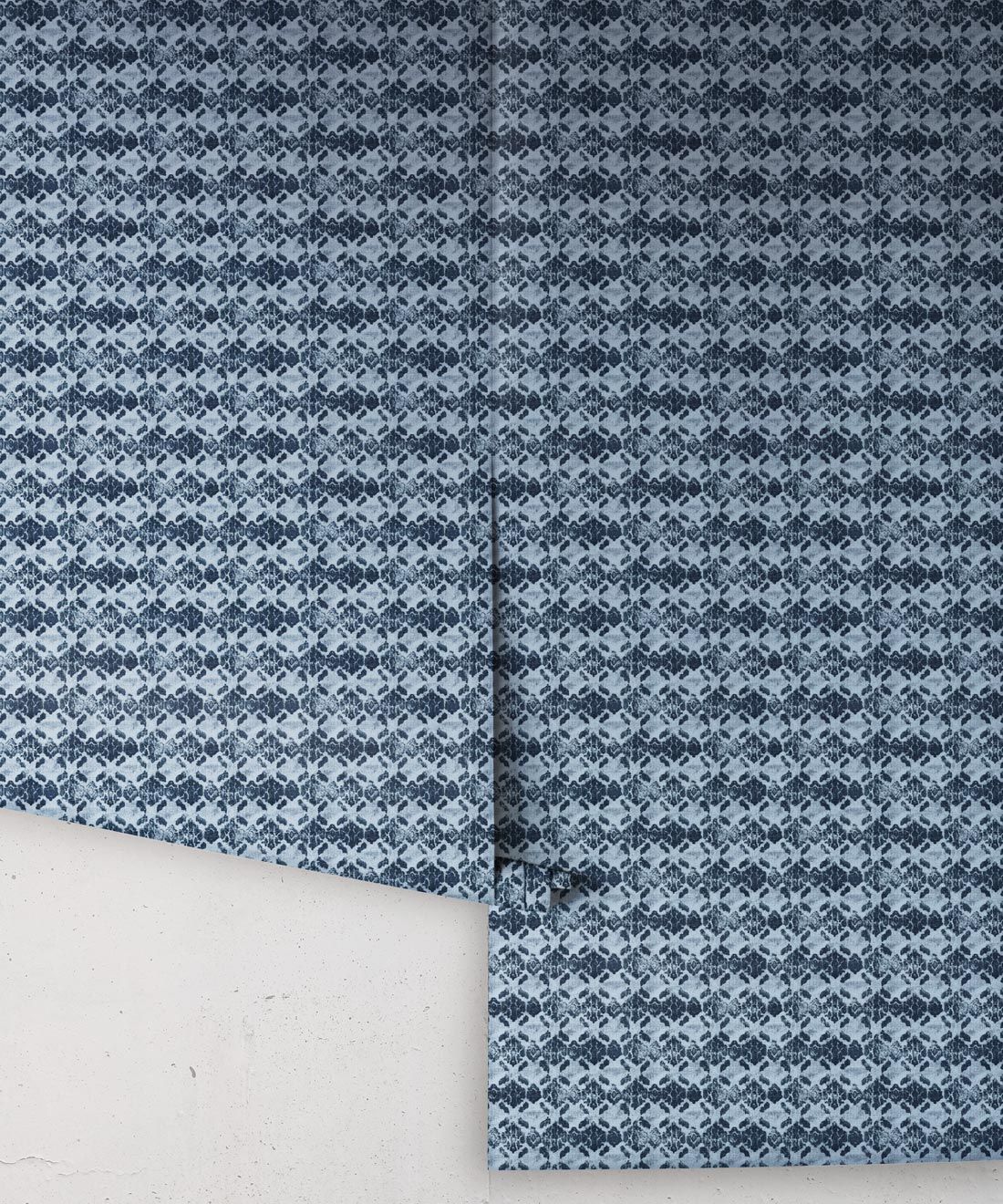 Indigo Blue Ikat Wallpaper • Shibori