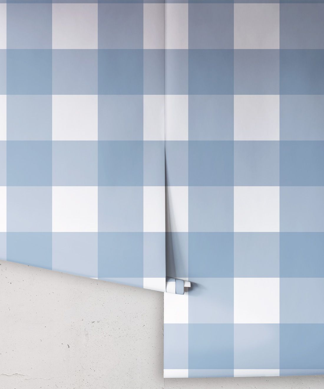 Mel's Buffalo Check Wallpaper • Pale Blue Plaid Wallpaper Rolls