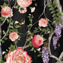 Empress Wallpaper • Romantic Wallpaper • Floral Wallpaper • Chinoiserie Wallpaper • Night Black colour wallpaper swatch