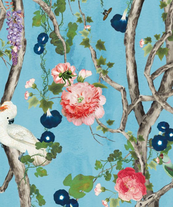 Empress Wallpaper • Romantic Wallpaper • Floral Wallpaper • Chinoiserie Wallpaper • Sky Blue colour wallpaper swatch
