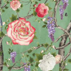 Empress Wallpaper • Romantic Wallpaper • Floral Wallpaper • Chinoiserie Wallpaper • Tea Garden Green colour wallpaper swatch