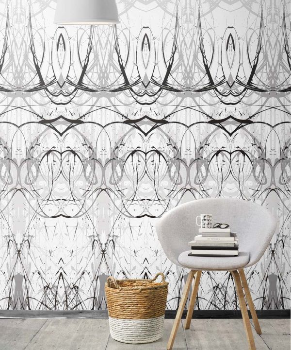Penthu Wallpaper by Simcox • Color Black & White • Contemporary Wallpaper • insitu