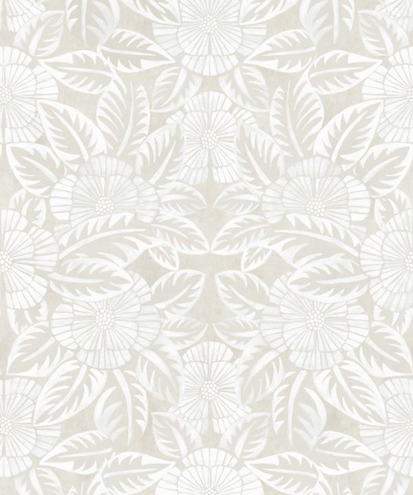 Calcutta Wallpaper • Flower and Leaf Motif Design • Ethnic Wallpaper • Beige Wallpaper • Swatch