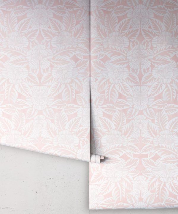Calcutta Wallpaper • Flower and Leaf Motif Design • Ethnic Wallpaper • Pink Wallpaper • Rolls