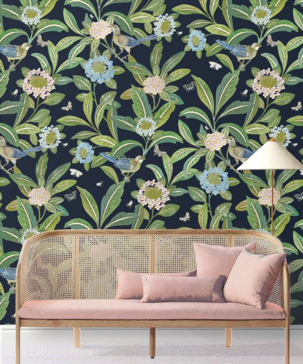 Summer Garden Wallpaper • Original Wallpaper • Floral Wallpaper Insitu