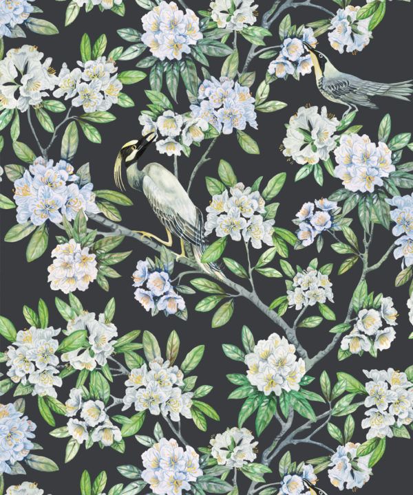 Victoria Wallpaper • Floral Wallpaper • Charcoal Wallpaper • Swatch