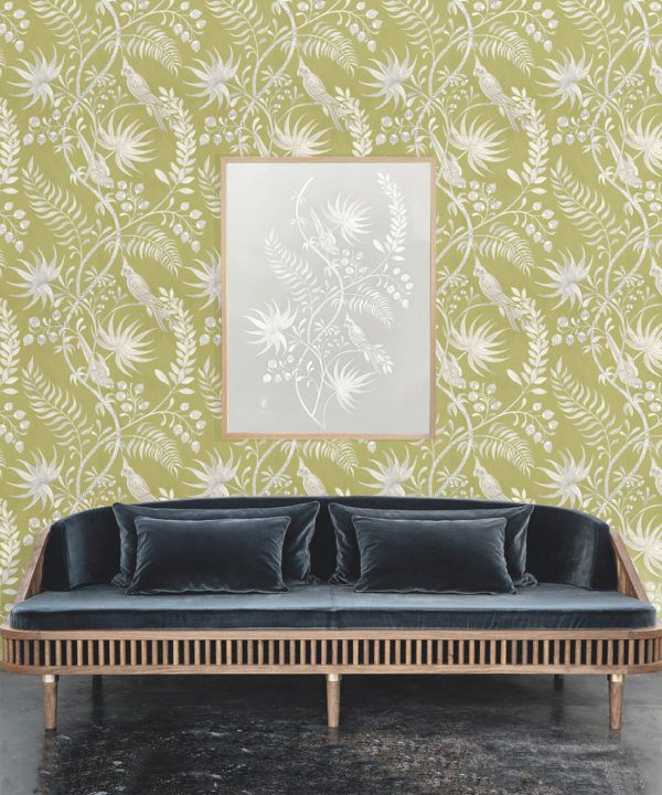 Tropicana Wallpaper • Chartreuse • Insitu