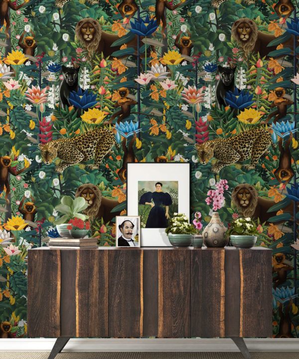The Jungle Wallpaper • Animal Wallpaper • Botanical Wallpaper • Greenery Wallpaper • Insitu