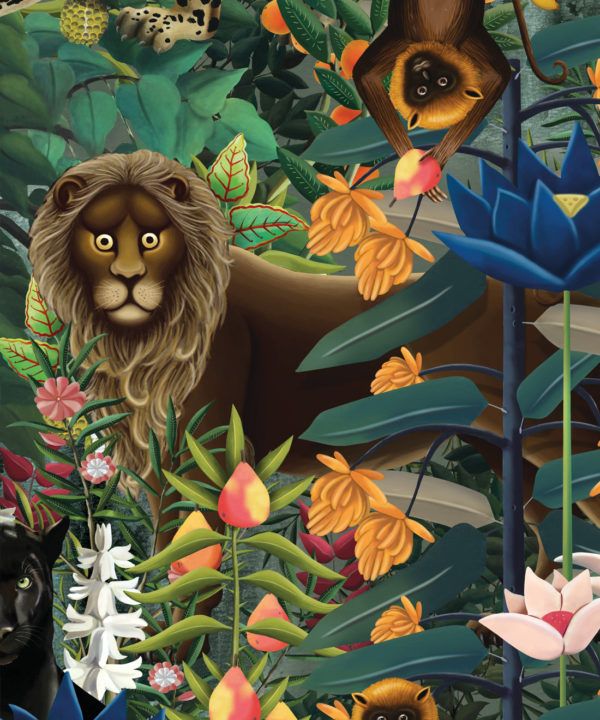 The Jungle Wallpaper • Animal Wallpaper • Botanical Wallpaper • Night Wallpaper • Swatch