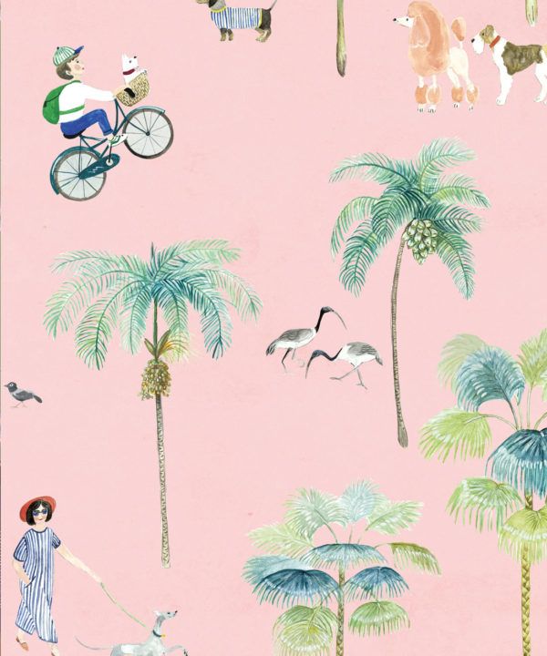 At The Dog Park Wallpaper • Kids Wallpaper • Pink • Swatch