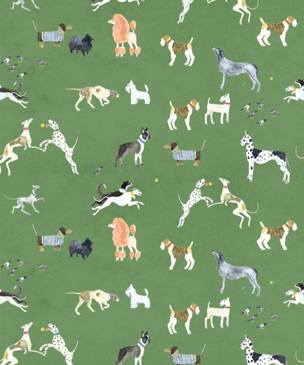Doggies Wallpaper • Dog Wallpaper • Green • Swatch