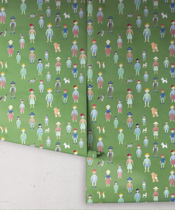 Paper Dolls wallpaper • Green • rolls