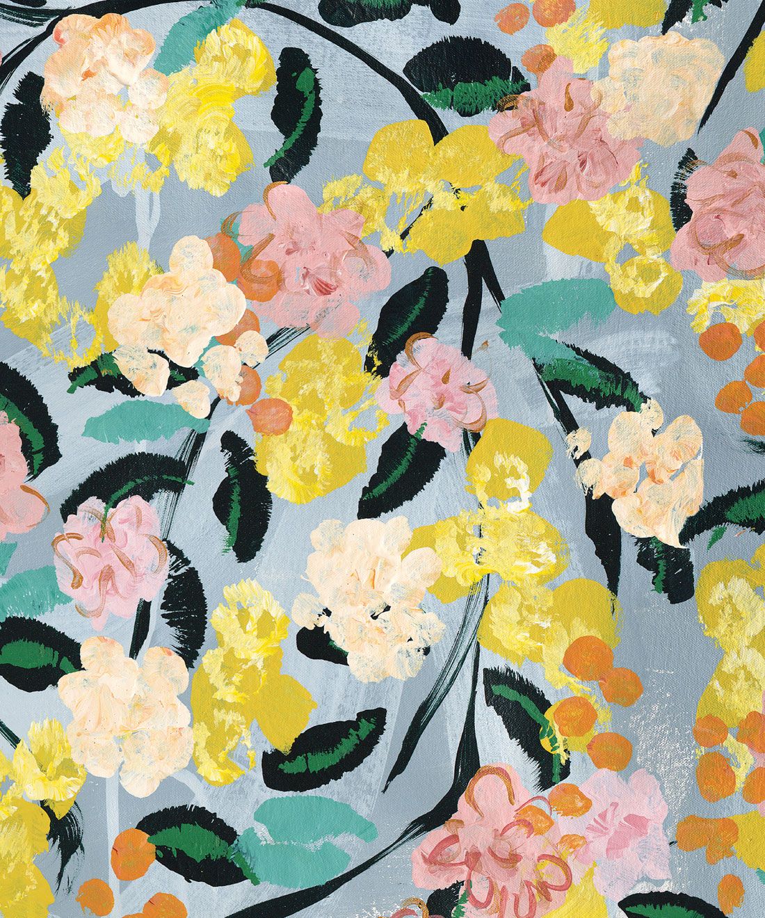 Blossom Wallpaper • Colourful Floral Wallpaper • Tiff Manuell • Abstract Expressionist Wallpaper • Swatch