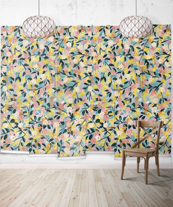 Blossom Wallpaper • Colourful Floral Wallpaper • Tiff Manuell • Abstract Expressionist Wallpaper • Wide Insitu
