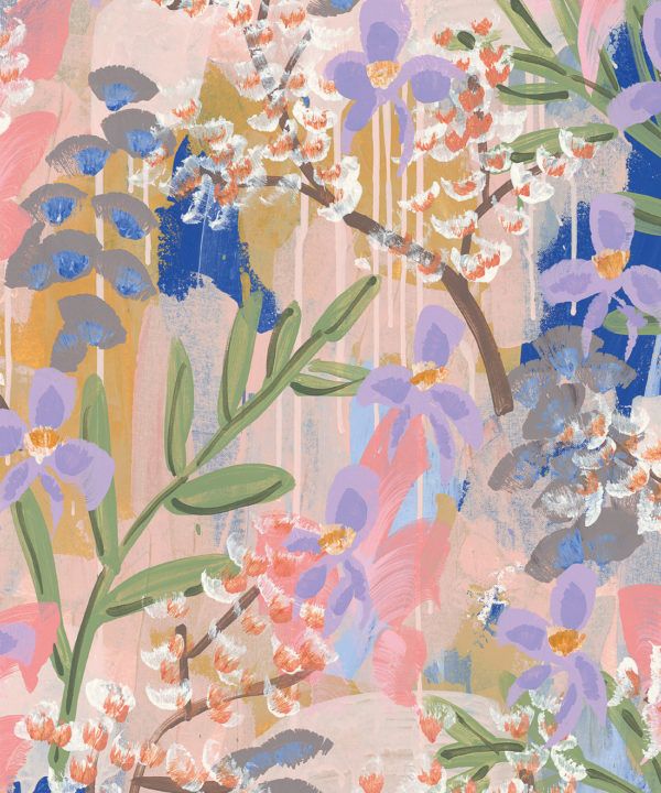 Daphne Wallpaper • Colourful Floral Wallpaper • Tiff Manuell • Abstract Expressionist Wallpaper • Swatch