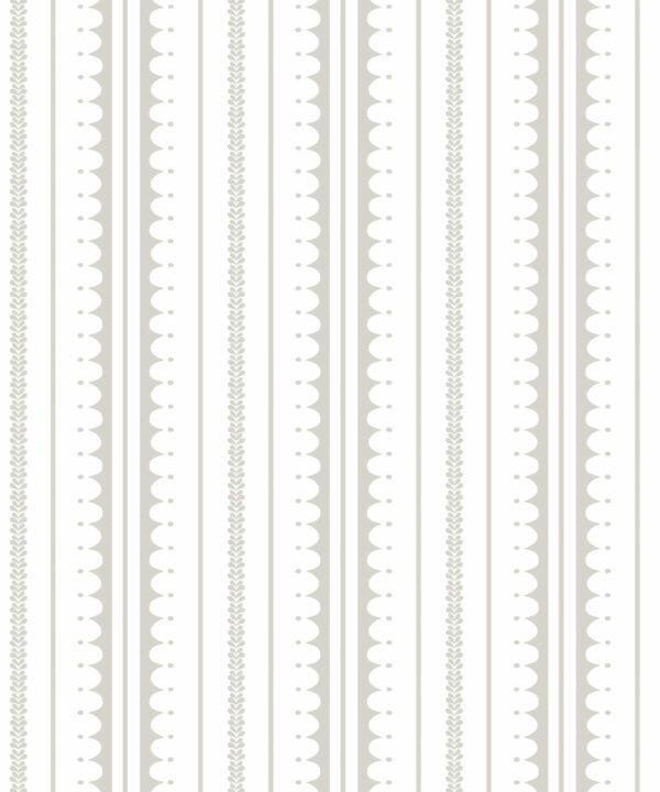 La Grand Coquille • Stripe and Scallop Wallpaper • Beige • Swatch