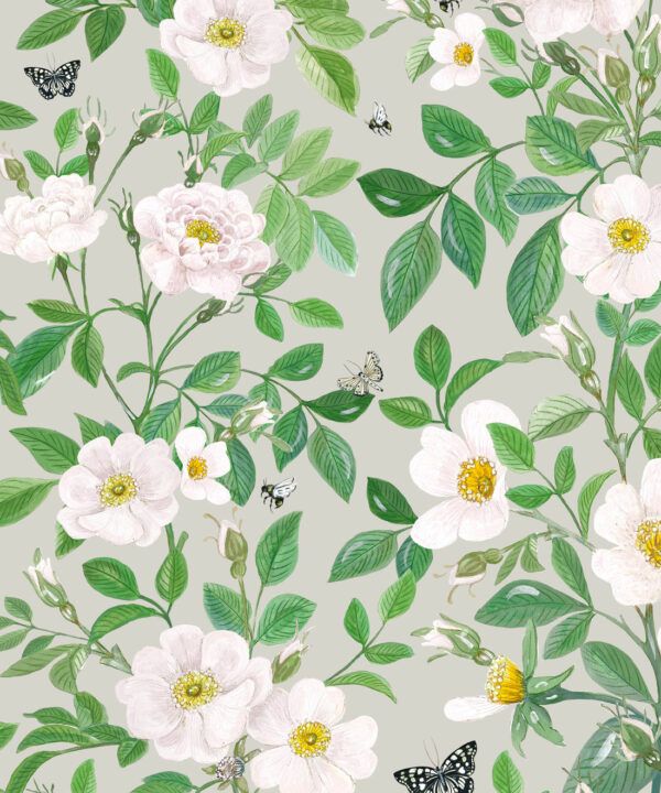 Rosa Wallpaper • Floral Wallpaper • Beige • Swatch