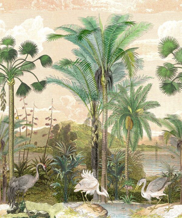 South Asian Subcontinent Wallpaper Mural •Bethany Linz • Palm Tree Mural • Pink • Swatch