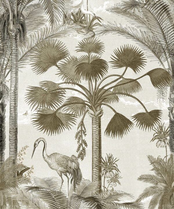 Kerala Palms Wallpaper Mural •Bethany Linz • Palm Tree Mural • Sepia • Swatch