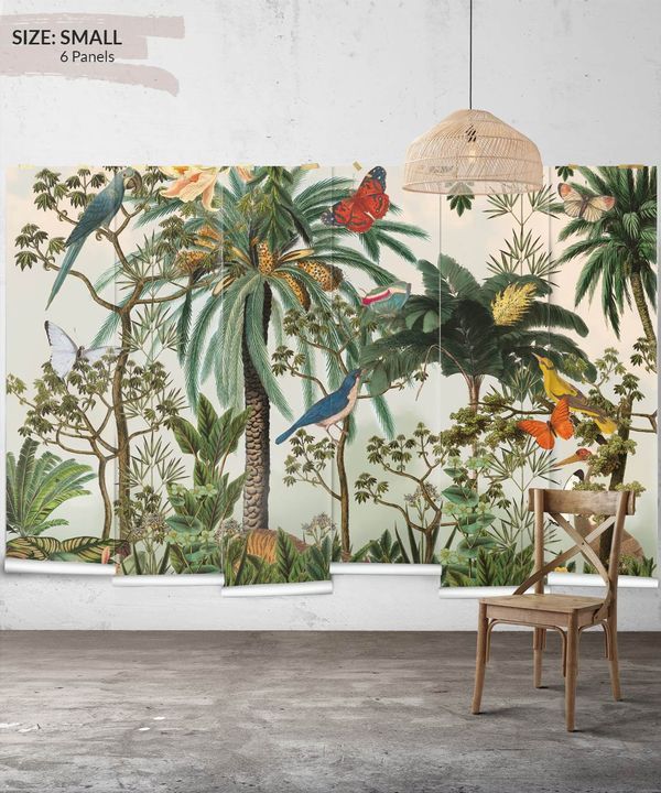 Heritage Jungle Mural • Tropical Jungle Animal Wallpaper • Small Insitu