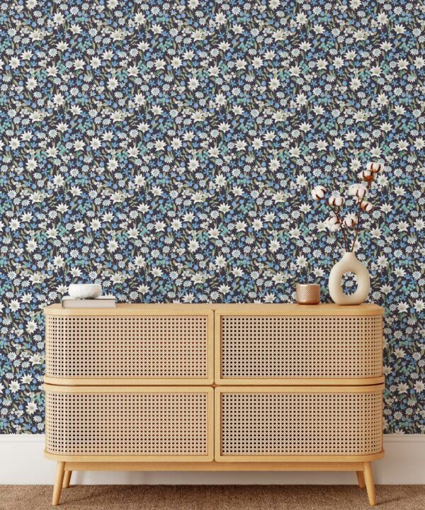 Flannel Flowers Wallpaper • Blue Wallpaper • Insitu