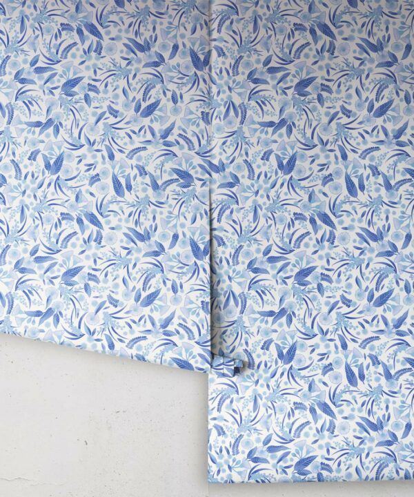Gum Blossom Wallpaper • Blue Mono • Rolls