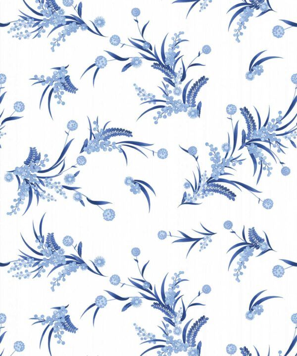 Wattle Wallpaper • Blue & White • Swatch