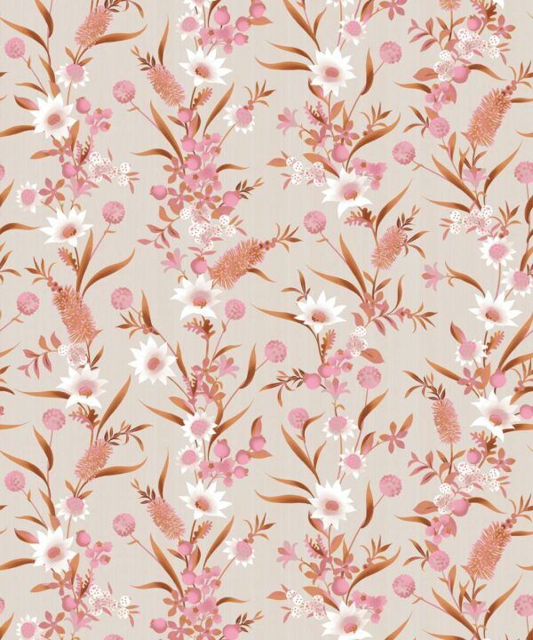 Bottlebrush Wallpaper • Grandmillenial Wallpaper • Pink Neutral • Swatch