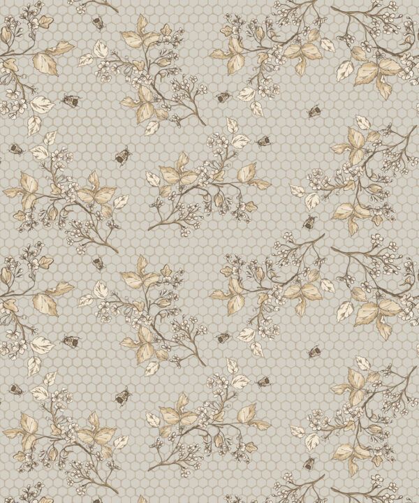 Bee Blossom Wallpaper • Hackney & Co. • Dusty • Swatch