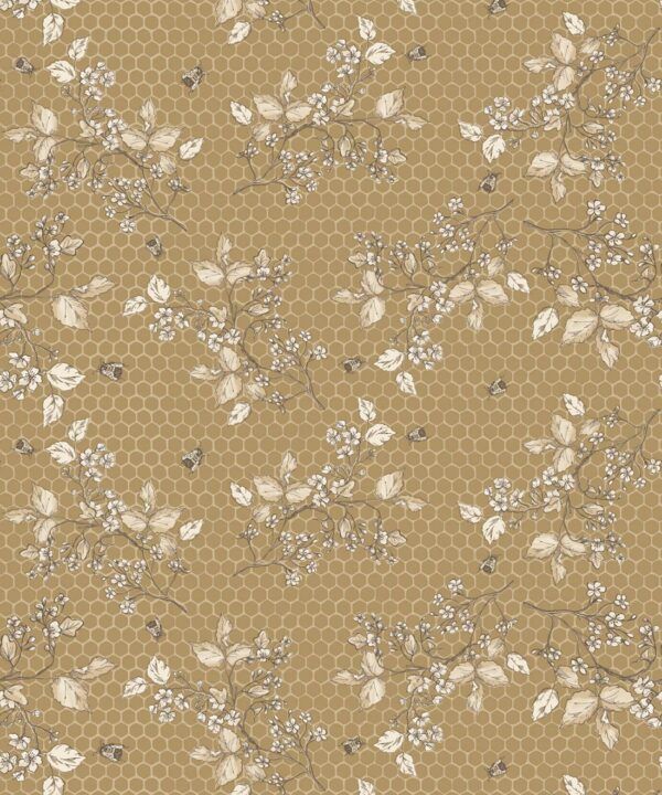 Bee Blossom Wallpaper • Hackney & Co. • Gold • Swatch