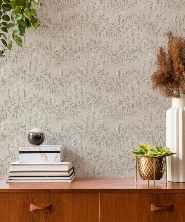 Cotton Grass Wallpaper • Hackney & Co. • Light Clay • Insitu