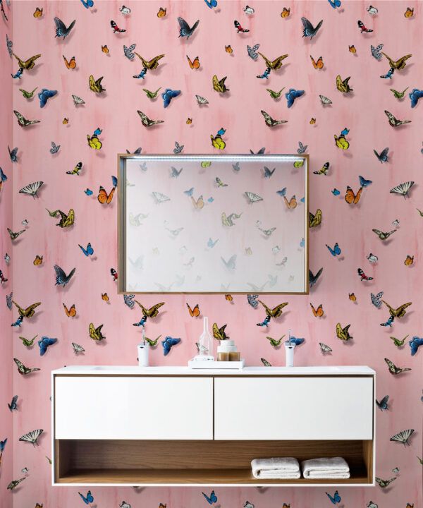 Papilio Wallpaper • Butterfly Wallpaper With Butterflies • Pink • Insitu