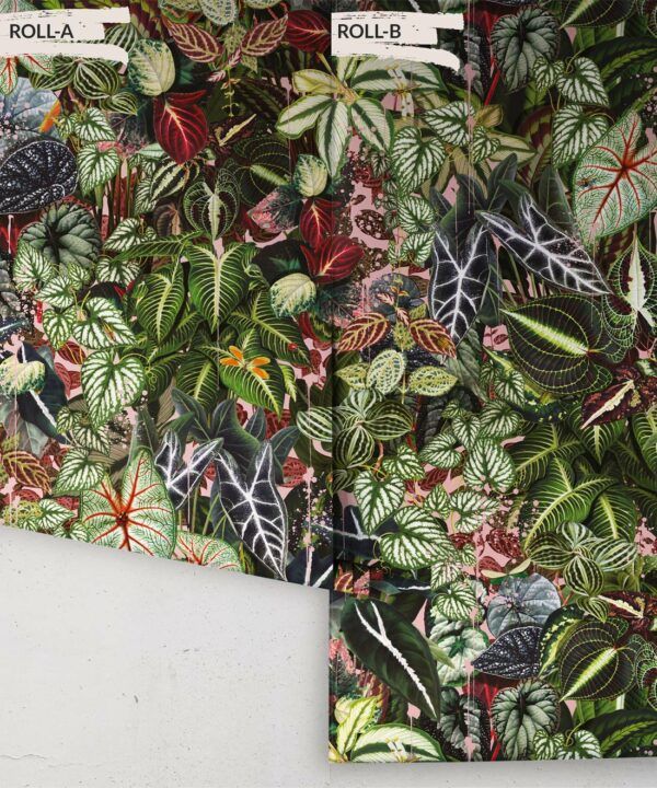 Verde Wallpaper • Green Leaf Wallpaper • Botanical Wallpaper • Coral • Roll