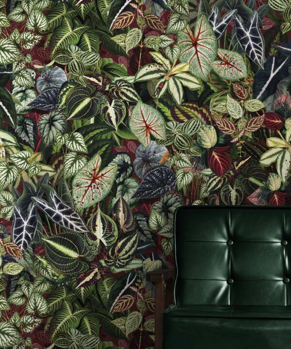 Verde Wallpaper • Green Leaf Wallpaper • Botanical Wallpaper • Ruby • Insitu