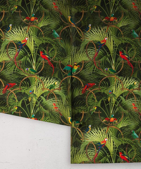 Copacabana Wallpaper • Tropical Bird Wallpaper • Night • Roll