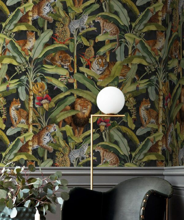 Felis Wallpaper • Animal Wallpaper with Lions, Tigers & Leopards • Night • Swatch