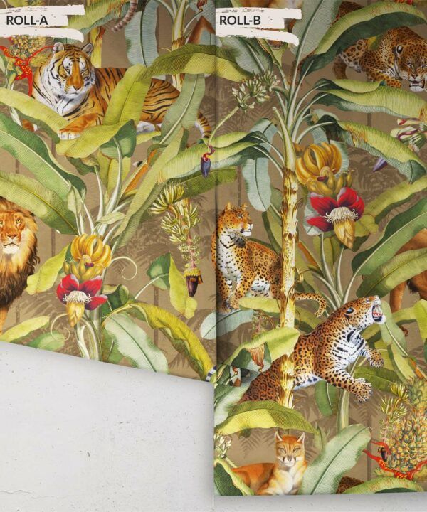 Felis Wallpaper • Animal Wallpaper with Lions, Tigers & Leopards • Oak • Roll