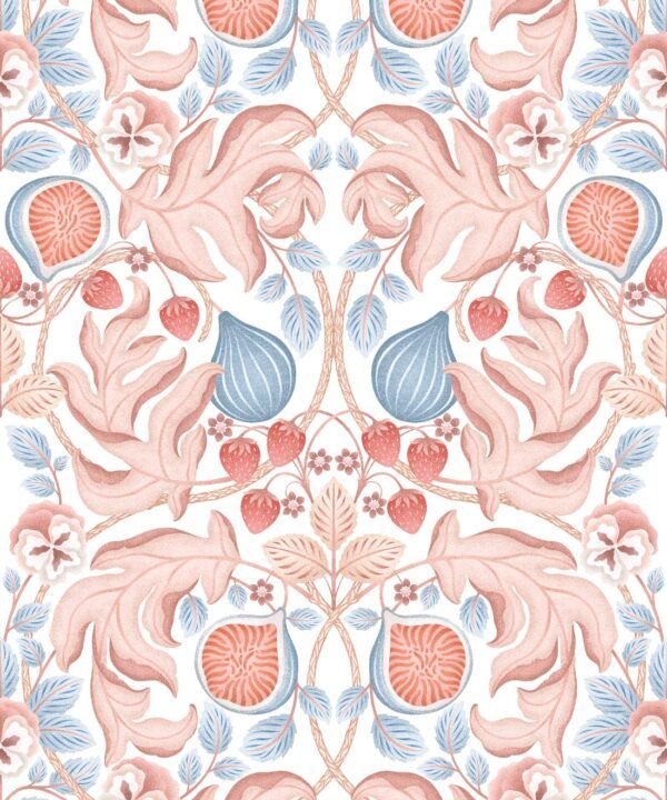 Figs & Strawberries Wallpaper • Botanical Fruit Wallpaper • Light • Swatch