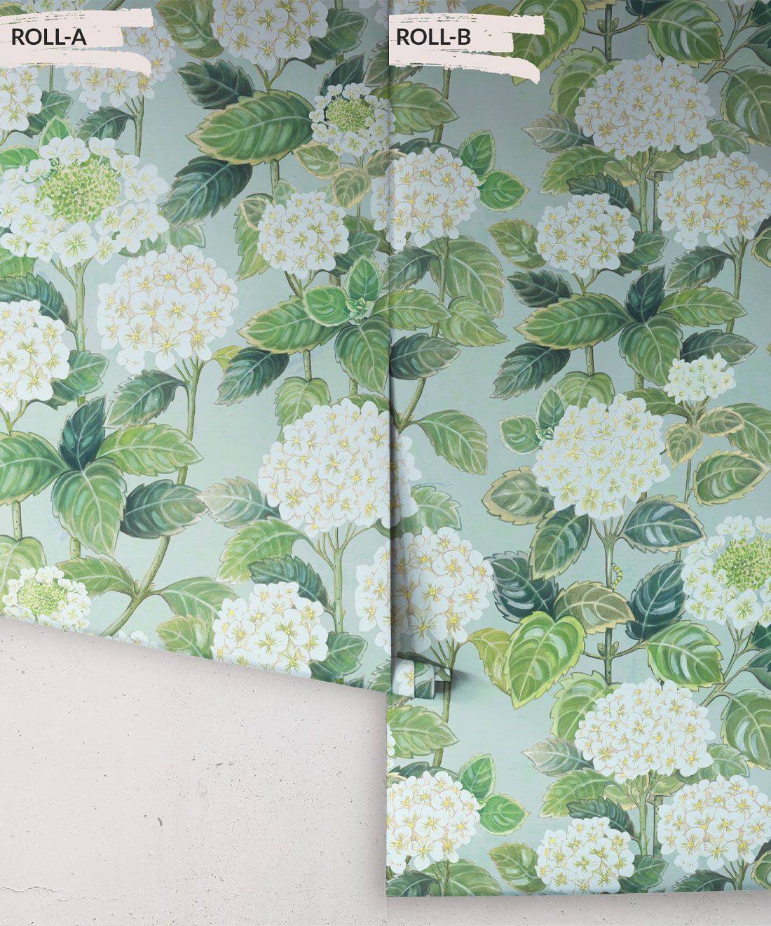 Hydrangea Garden Wallpaper • Aqua • Rolls