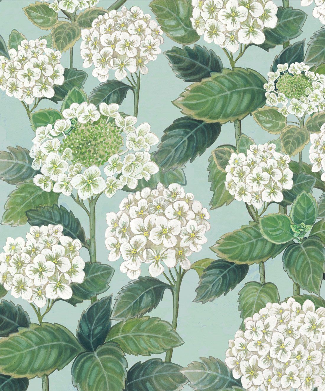 Hydrangea Garden Wallpaper • Blue & White • Swatch