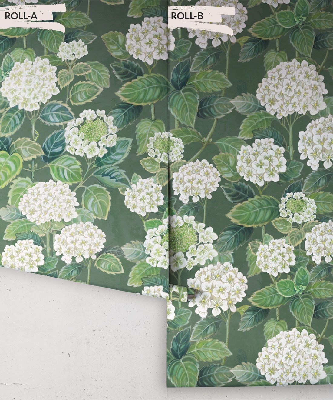 Hydrangea Garden Wallpaper • Green • Rolls
