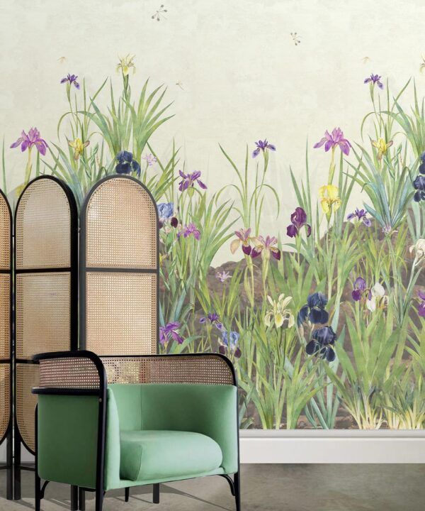 Iris Garden Mural • Beige • Insitu