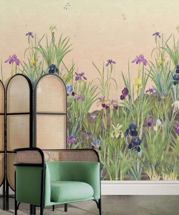 Iris Garden Mural • Pink • Insitu