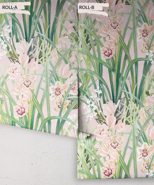 Garden Orchids Wallpaper • Pink • Rolls