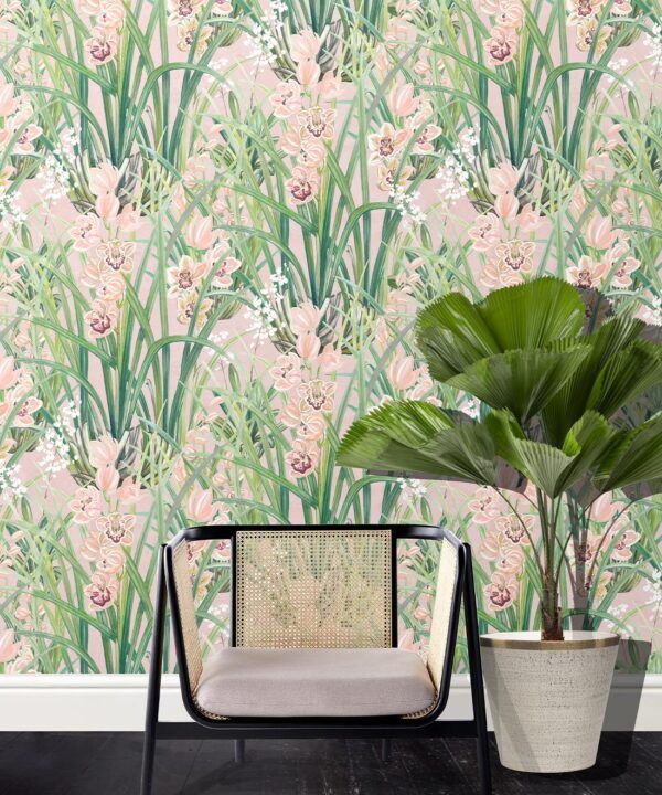 Garden Orchids Wallpaper • Pink • Insitu