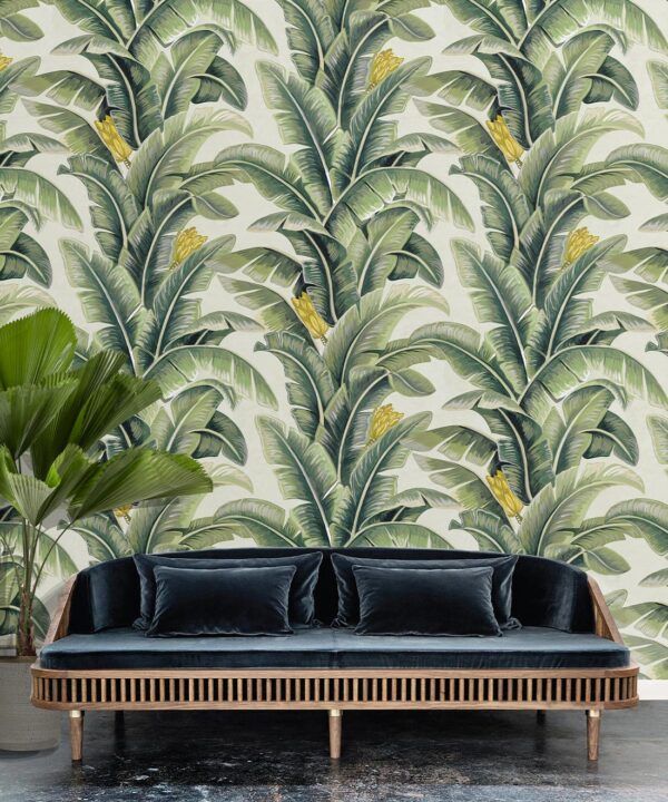 The Great Shalimar • Banana Leaf Wallpaper • Beige • Insitu