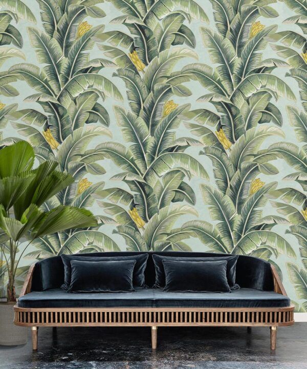The Great Shalimar • Banana Leaf Wallpaper • Blue • Insitu