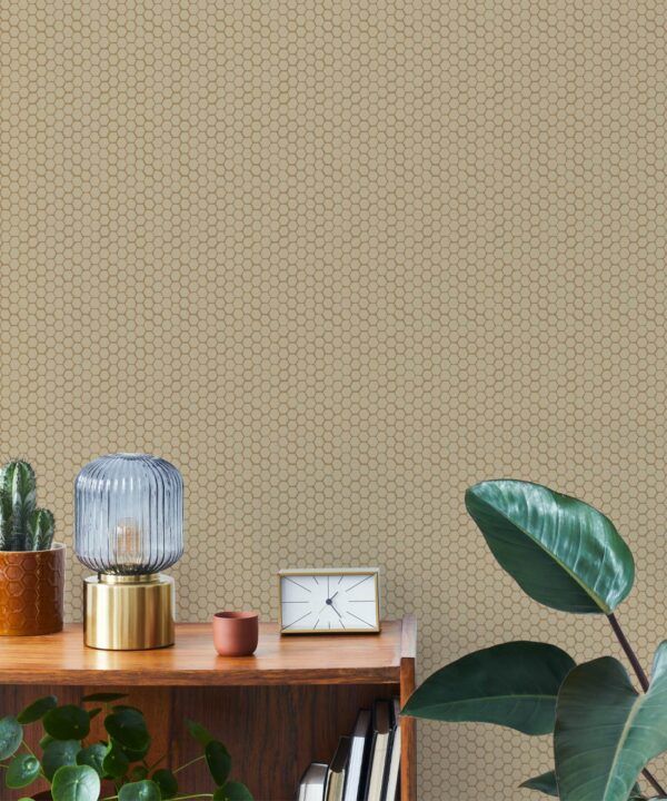Honeycomb Geo Wallpaper • Hackney & Co. • Honey • Insitu