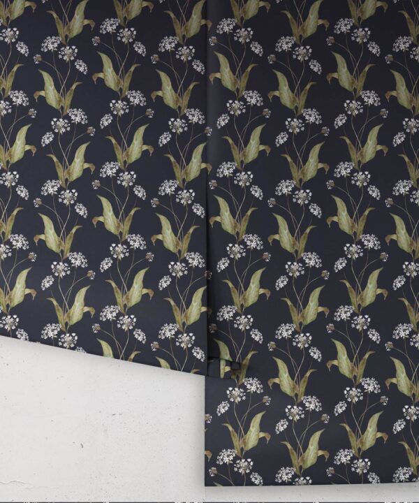 Wild Garlic Wallpaper • Hackney & Co. • Dark Navy • Roll