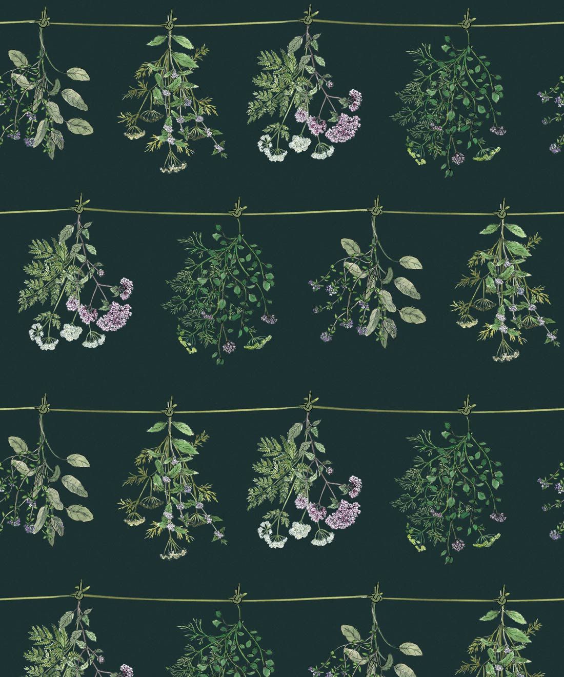 Dried Herbs Wallpaper • Hackney & Co. • Green • Swatch